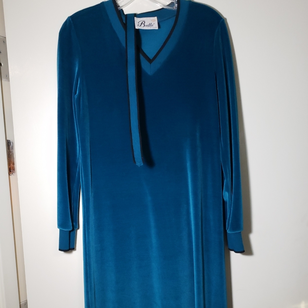 Vintage Butte Velvet Green/Blue Long Sleeve Dress